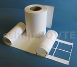 Papír bílý lesklý, permanentní lepidlo, kruh (64 mm), 216 mm šířka, 130m délka