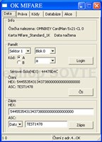 OK MIFARE, SW pro manuální personalizaci karet